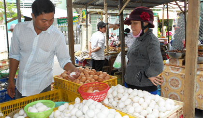 Trứng gia cầm là mặt hàng thường sốt giá vào dịp cuối năm. Ảnh: Vân Anh