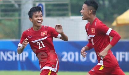 U16 Việt Nam đã giành vé đến Ấn Độ tham dự vòng chung kết. (Ảnh: Minh Chiến/Vietnam+)