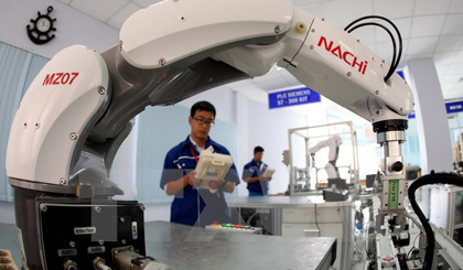  Xưởng thực hành Tự động hóa tại Trung tâm Đào tạo Khu công nghệ cao Thành phố Hồ Chí Minh. (Ảnh: An Hiếu/TTXVN)