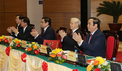 Tổng Bí thư Nguyễn Phú Trọng dự Hội nghị trực tuyến toàn quốc tổng kết công tác tổ chức xây dựng Đảng năm 2017, triển khai nhiệm vụ năm 2018. Ảnh: Trí Dũng/TTXVN