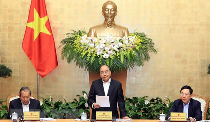 Thủ tướng Nguyễn Xuân Phúc phát biểu. Ảnh: Thống Nhất/TTXVN