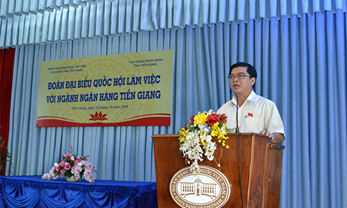 Phó Trưởng đoàn ĐBQH tỉnh Nguyễn Thanh Hải phát biểu tại cuộc họp