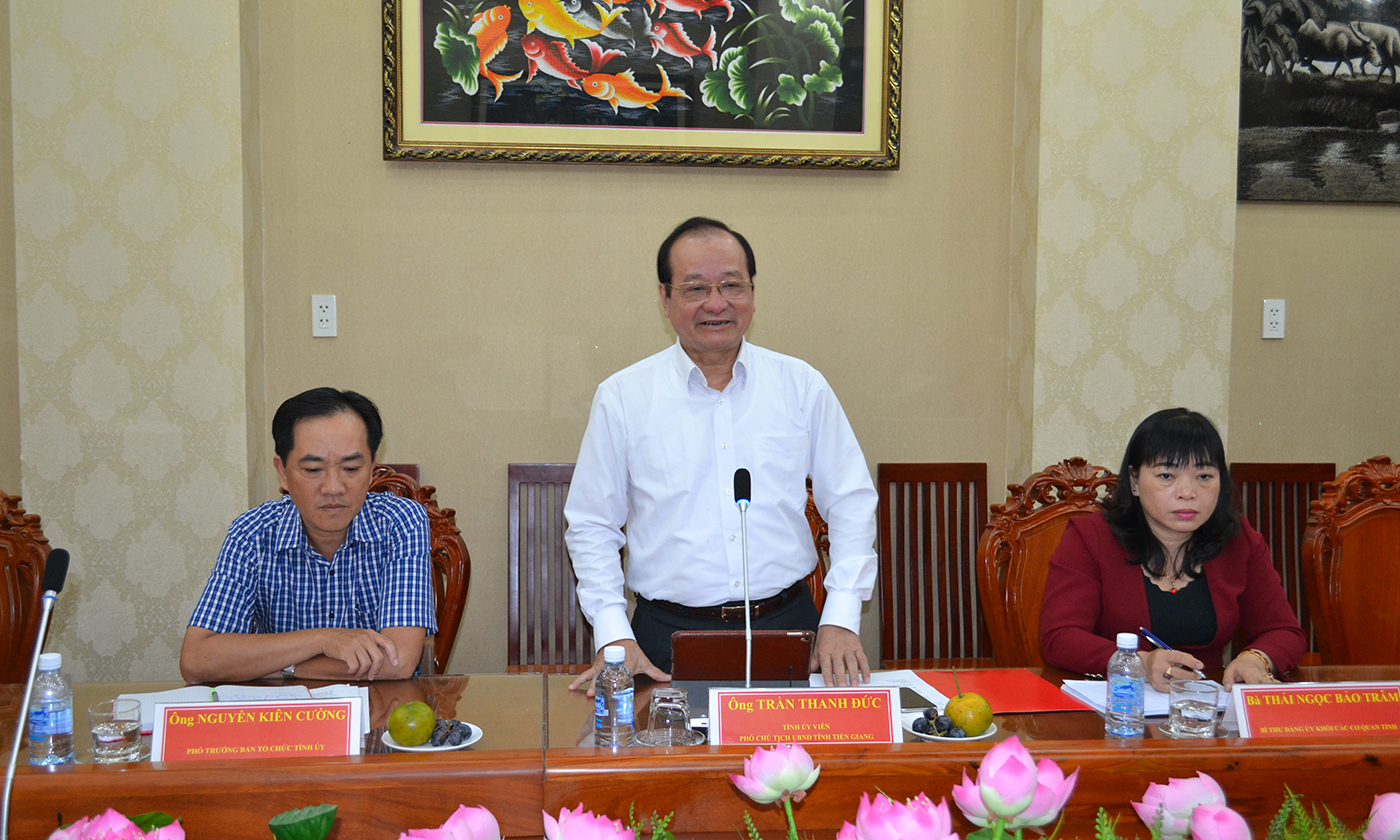 Đồng chí Trần Thanh Đức, Phó Chủ tịch UBND tỉnh Tiền Giang phát biểu tại buổi lễ