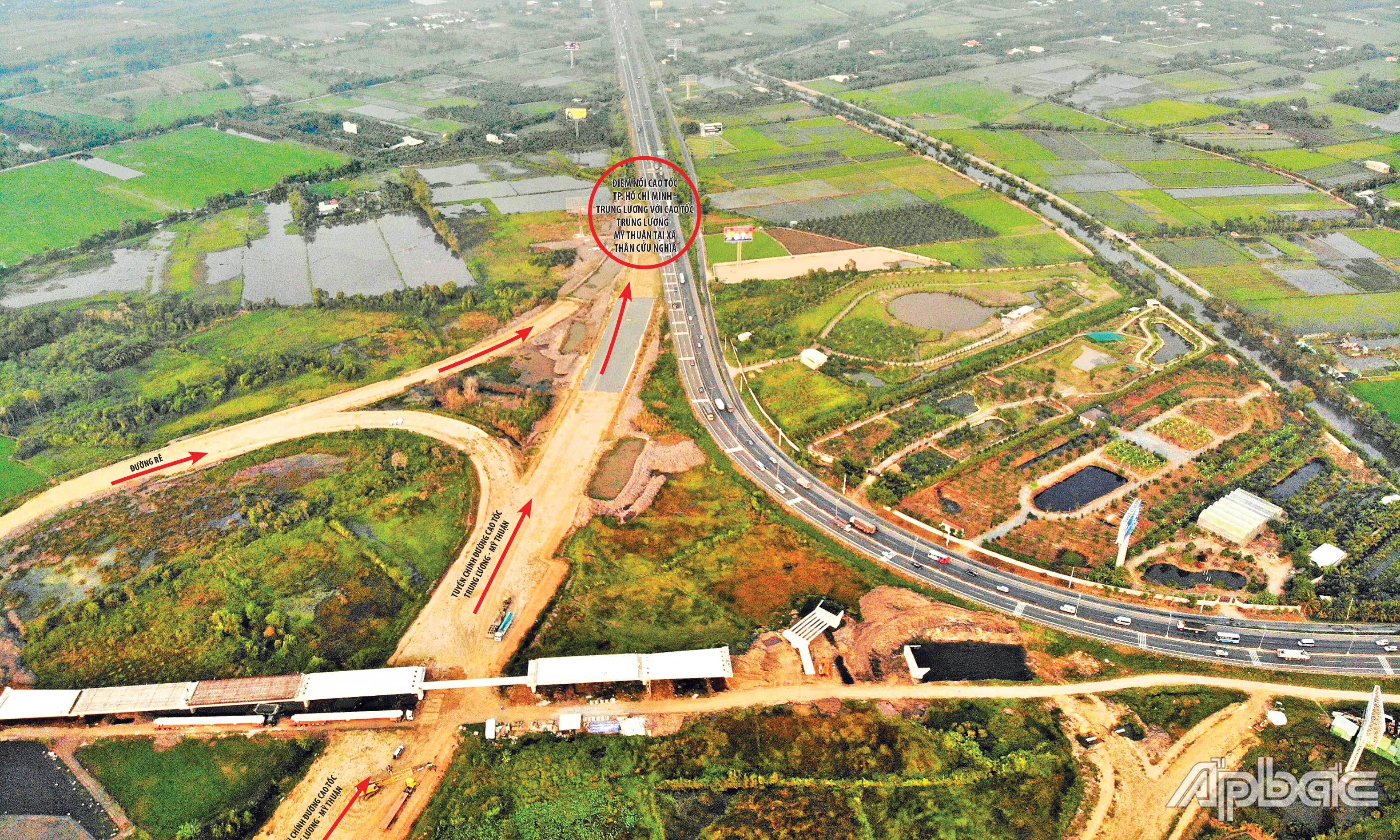 Điểm nối cao tốc TP. Hồ Chí Minh - Trung Lương với cao tốc Trung Lương - Mỹ Thuận tại xã Thân Cửu Nghĩa, huyện Châu Thành. 	                                                                                                   Ảnh: MINH THÀNH