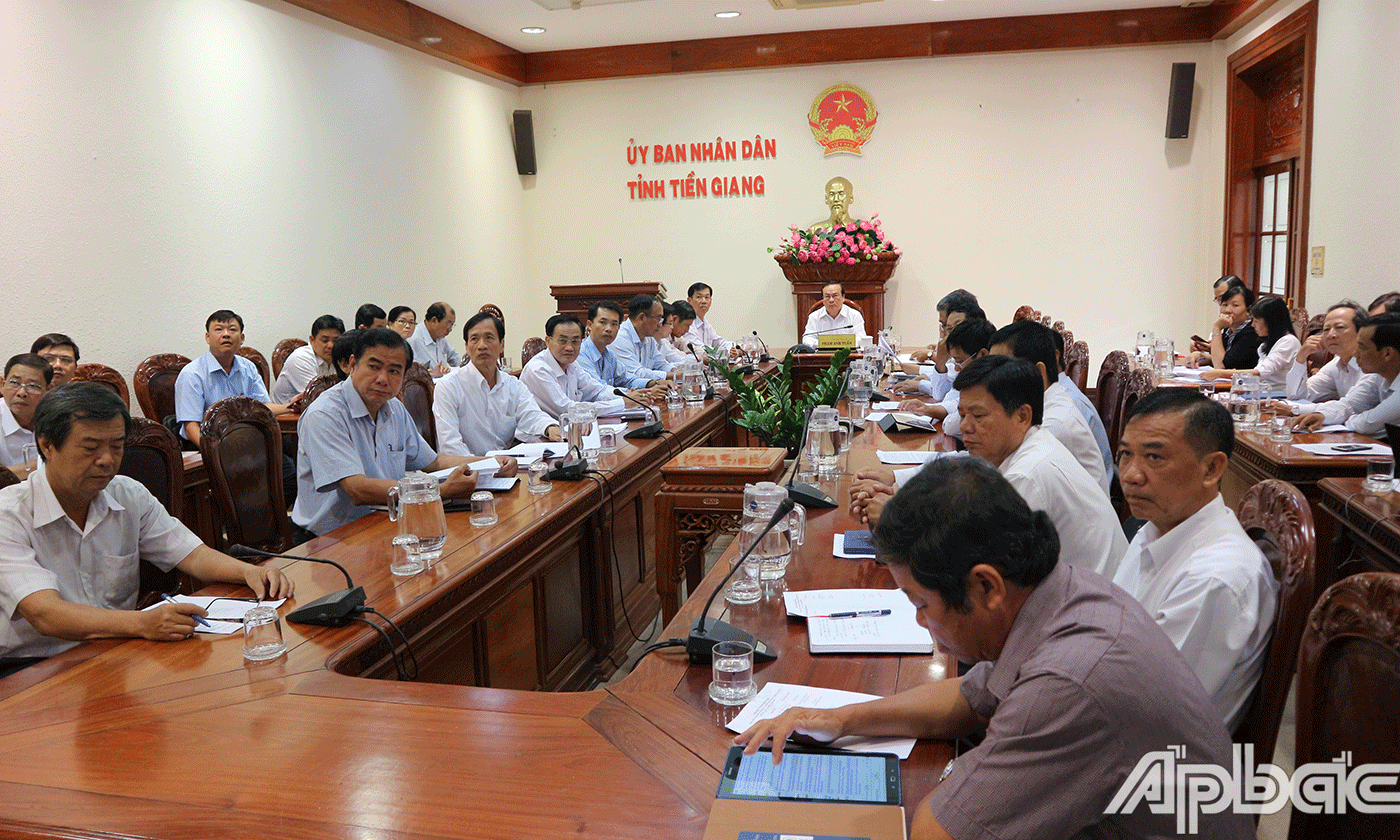 Quang cảnh hội nghị tại điểm cầu Tiền Giang