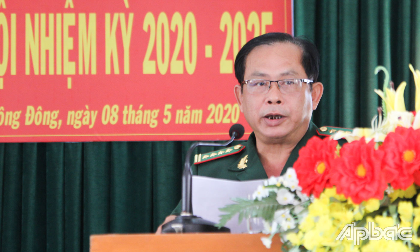 Đại tá Nguyễn Thanh Bình phát biểu tại Đại hội.