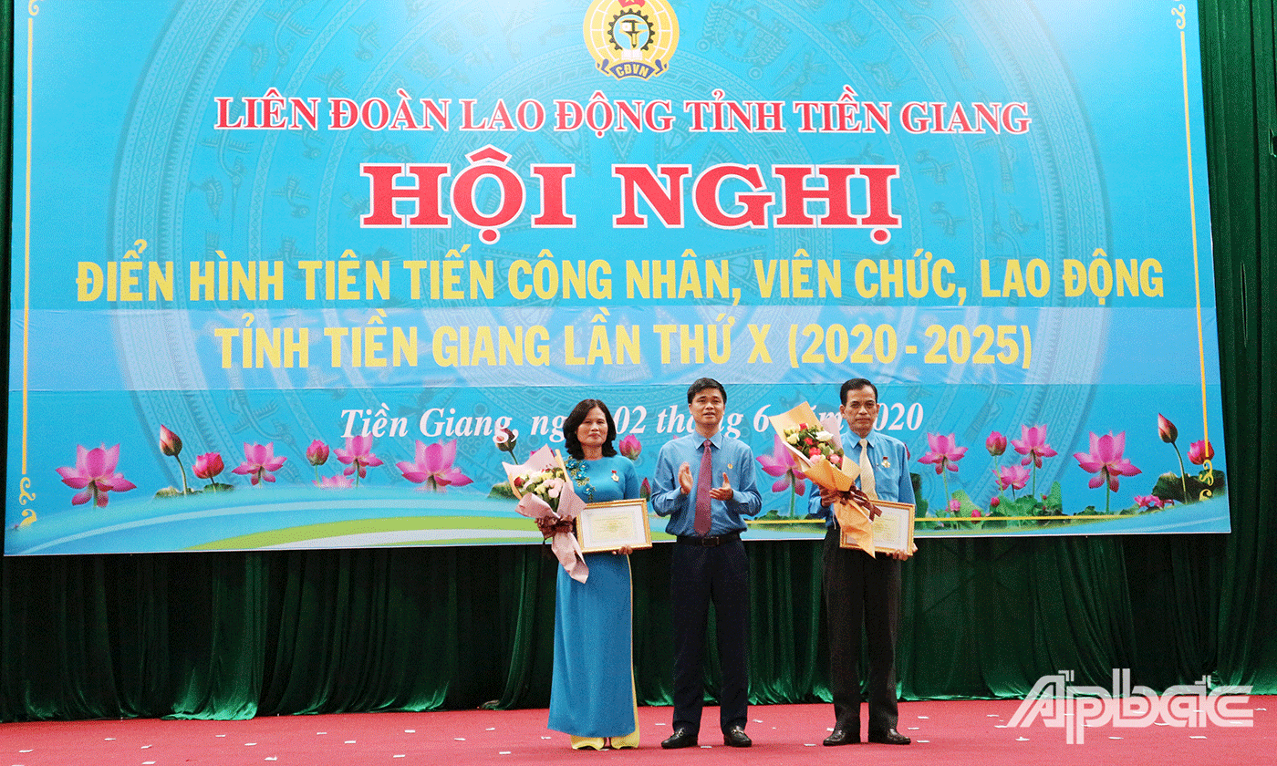 2 cá nhân là đồng chí Trương Văn Hiền Chủ tịch LĐLĐ tỉnh và đồng chí Trần Thu Hồng Chủ tịch LĐLĐ huyện Gò Công Tây đạt danh hiệu Chiến sĩ thi đua Tổng Liên đoàn