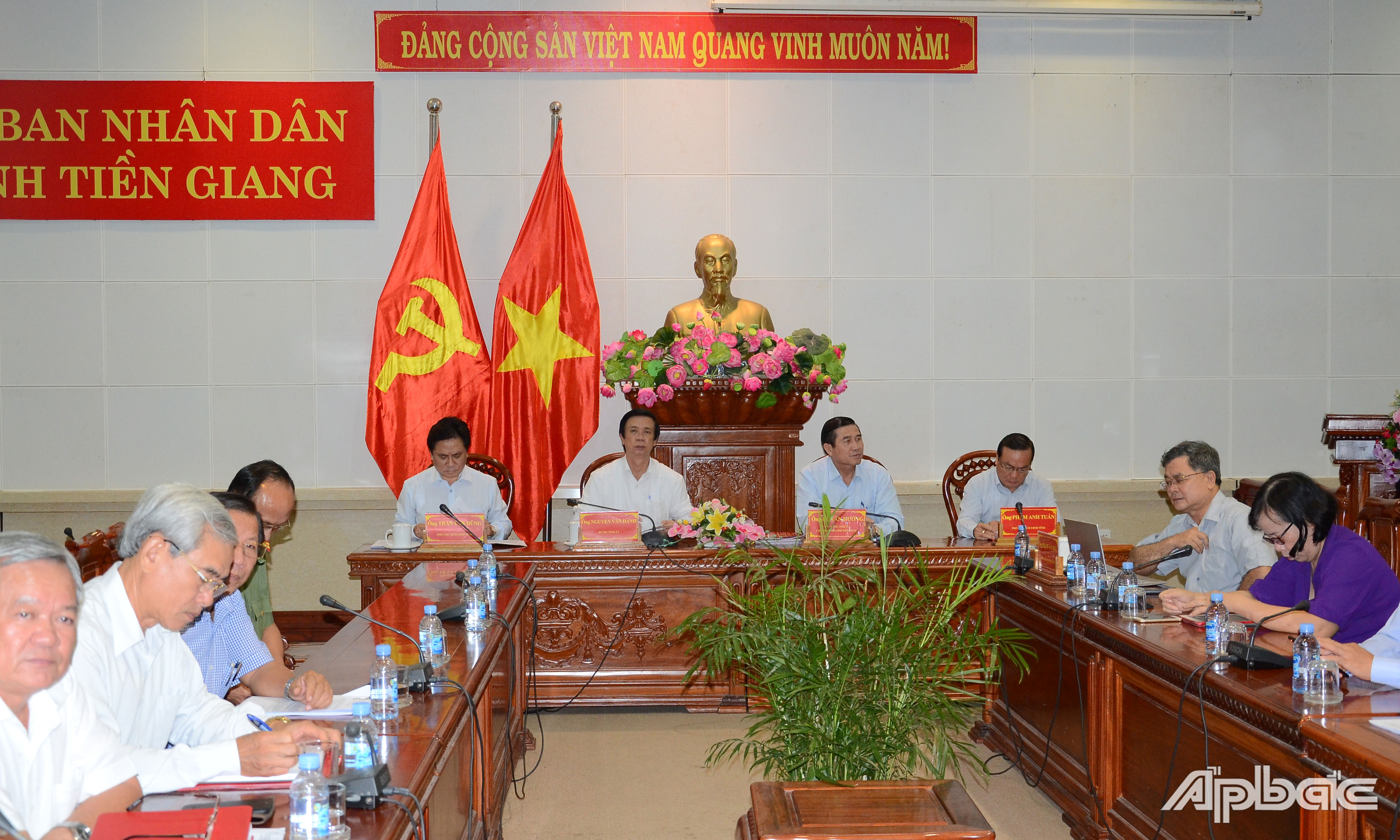 Quang cảnh hội nghị tại điểm cầu Tiền Giang.