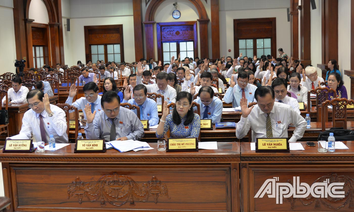Đại biểu biểu quyết thông qua các Nghị quyết tại kỳ họp.