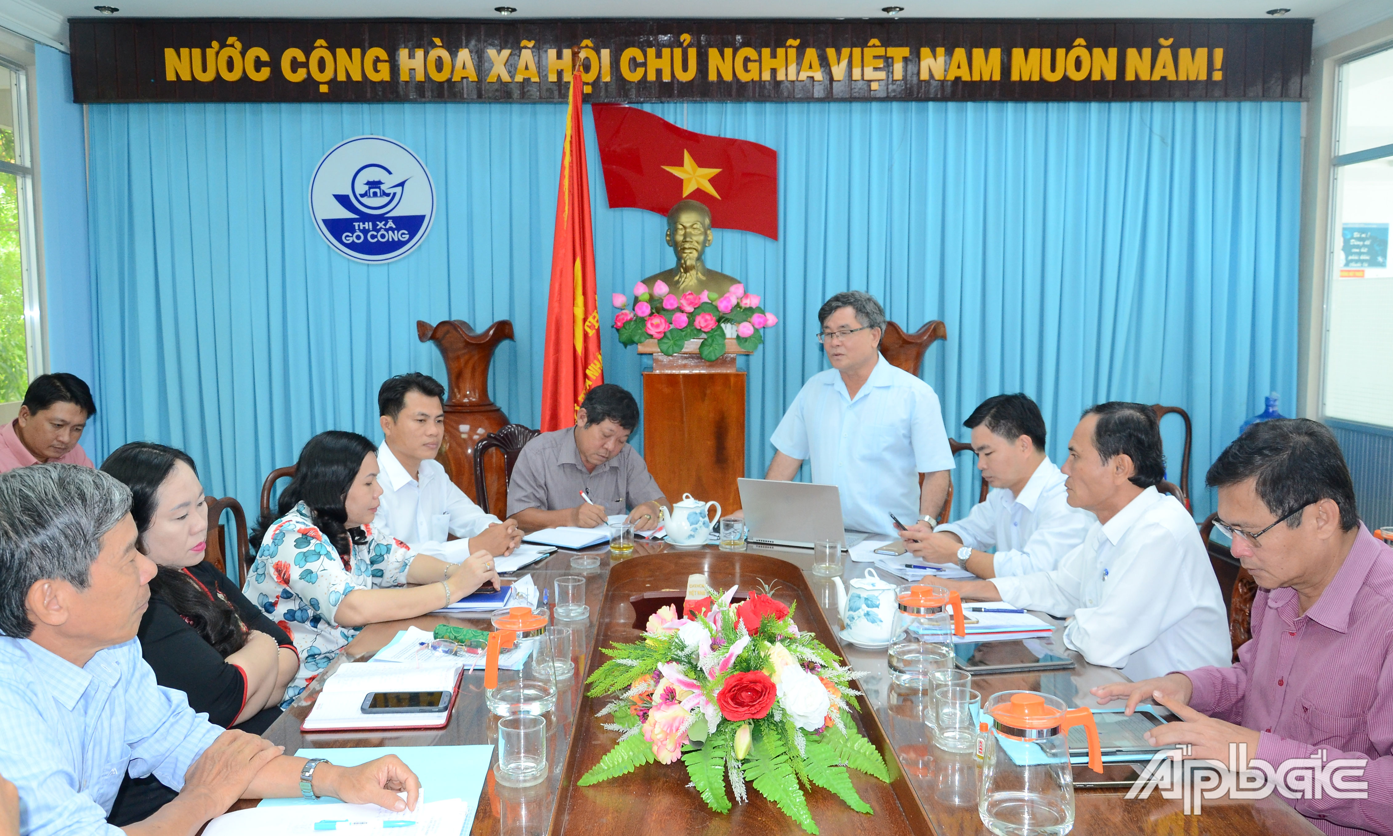 Đồng chí Phạm Văn Bảy phát biểu tại buổi làm việc.