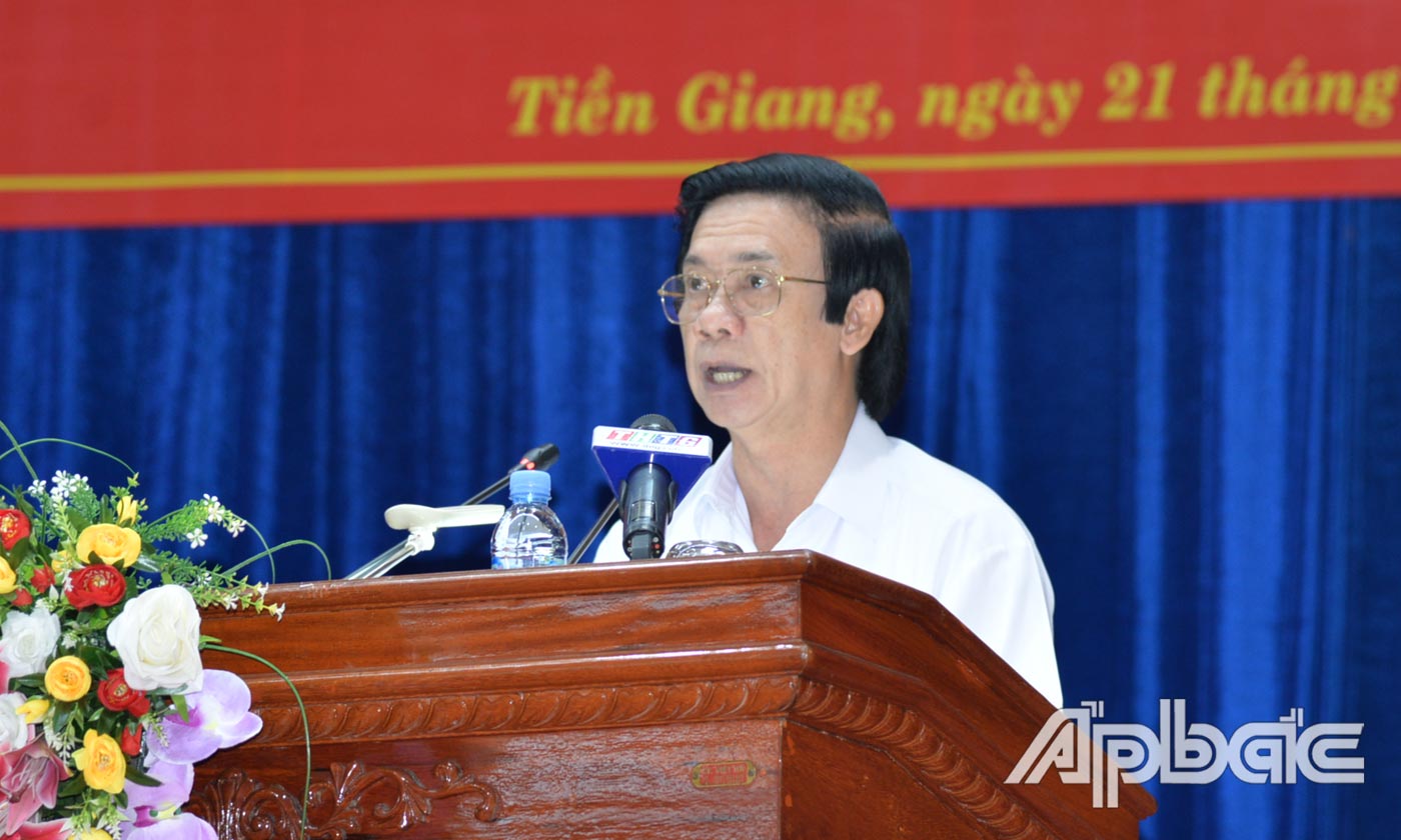 Đồng chí Nguyễn Văn Danh, Ủy viên Ban chấp hành Trung ương Đảng, Bí thư Tỉnh ủy, Chủ tịch HĐND tỉnh quán triệt Nghị quyết Đại hội đại biểu Đảng bộ tỉnh lần thứ XI.