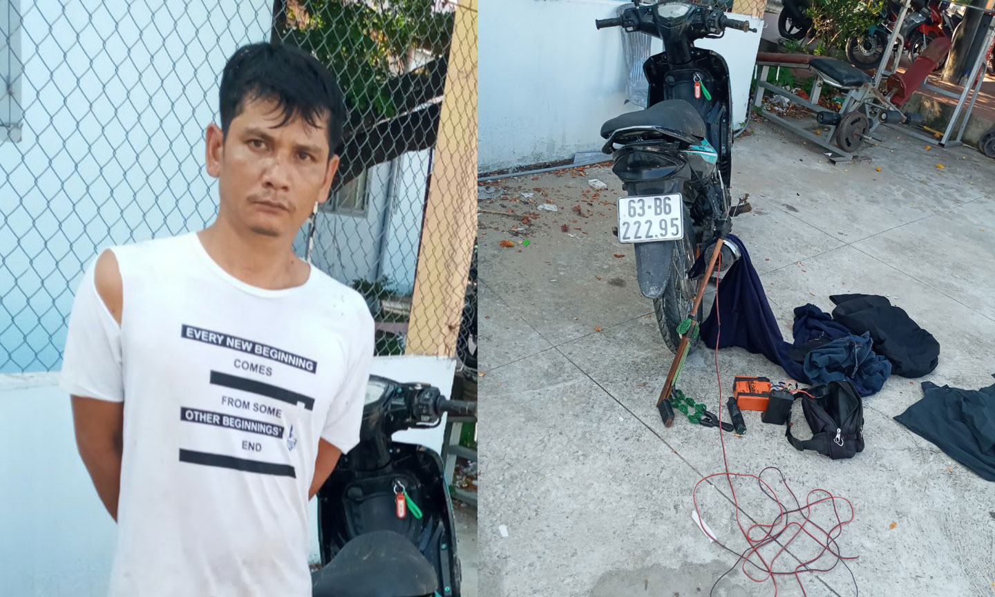 Đối tượng Xuyên và tang vật thu giữ.