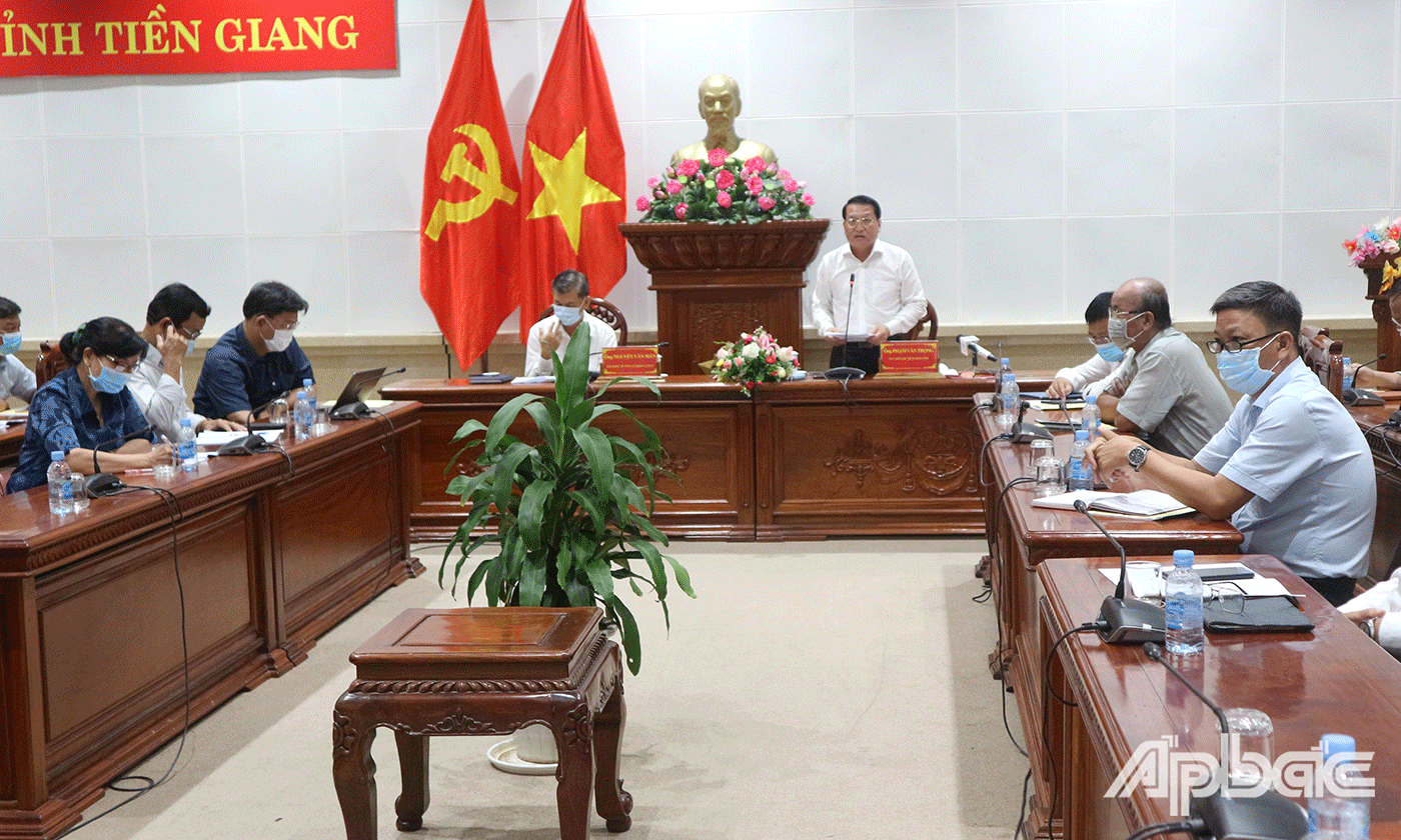 Quang cảnh hội nghị tại điểm cầu tỉnh Tiền Giang