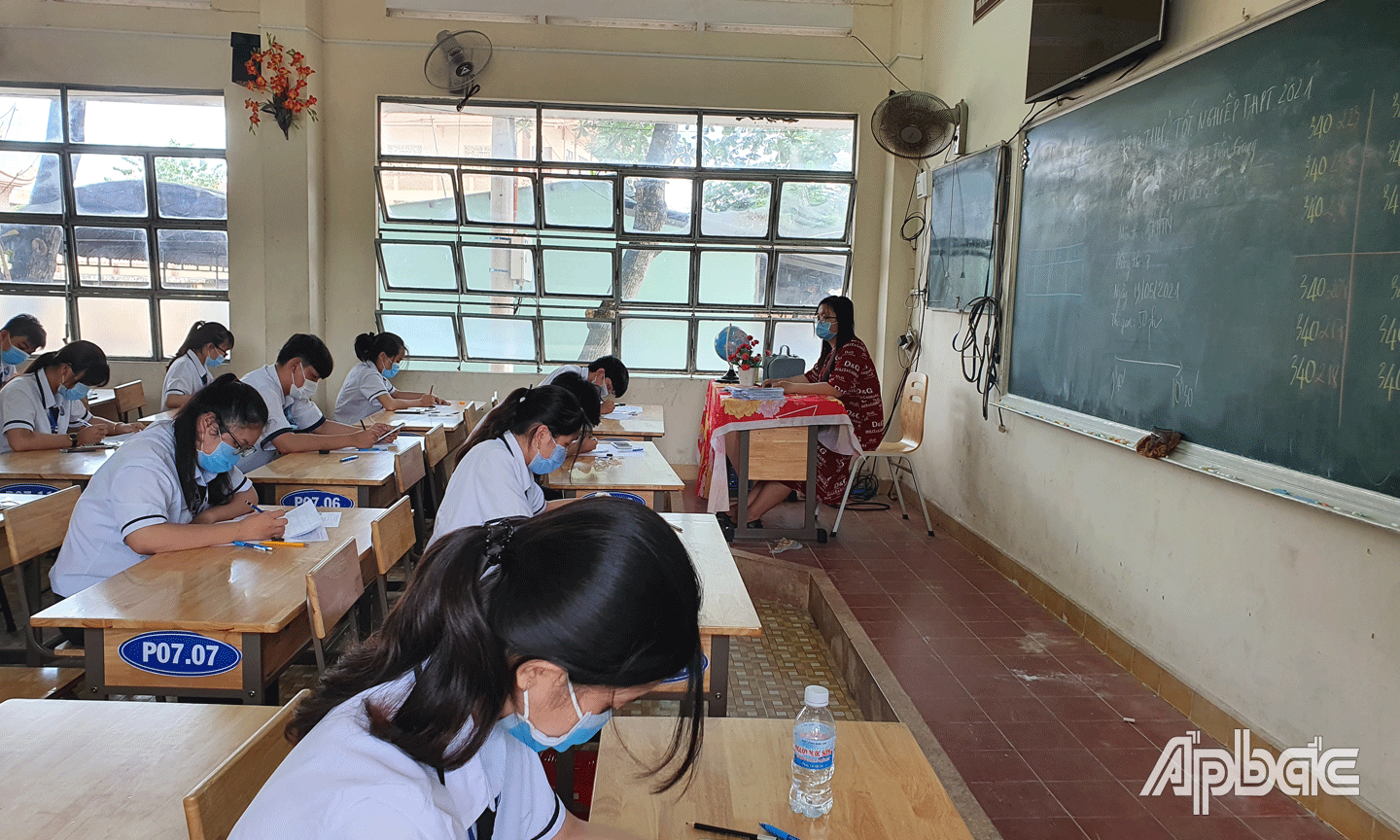 Thí sinh tham gia dự thi thử tại Trường THPT Chợ Gạo, huyện Chợ Gạo. 