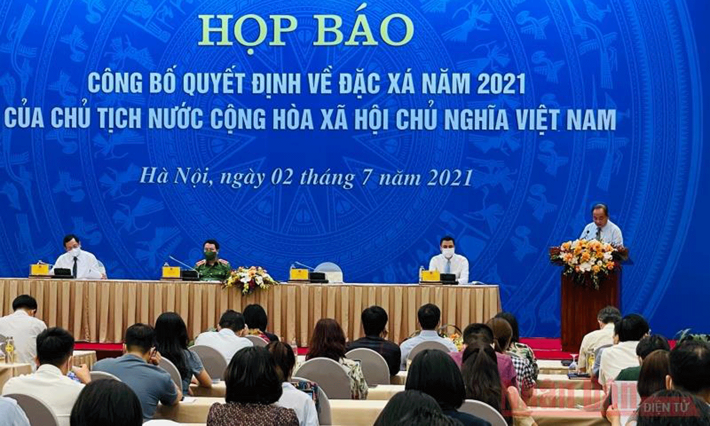 Quang cảnh họp báo công bố Quyết định về đặc xá năm 2021 của Chủ tịch nước. 