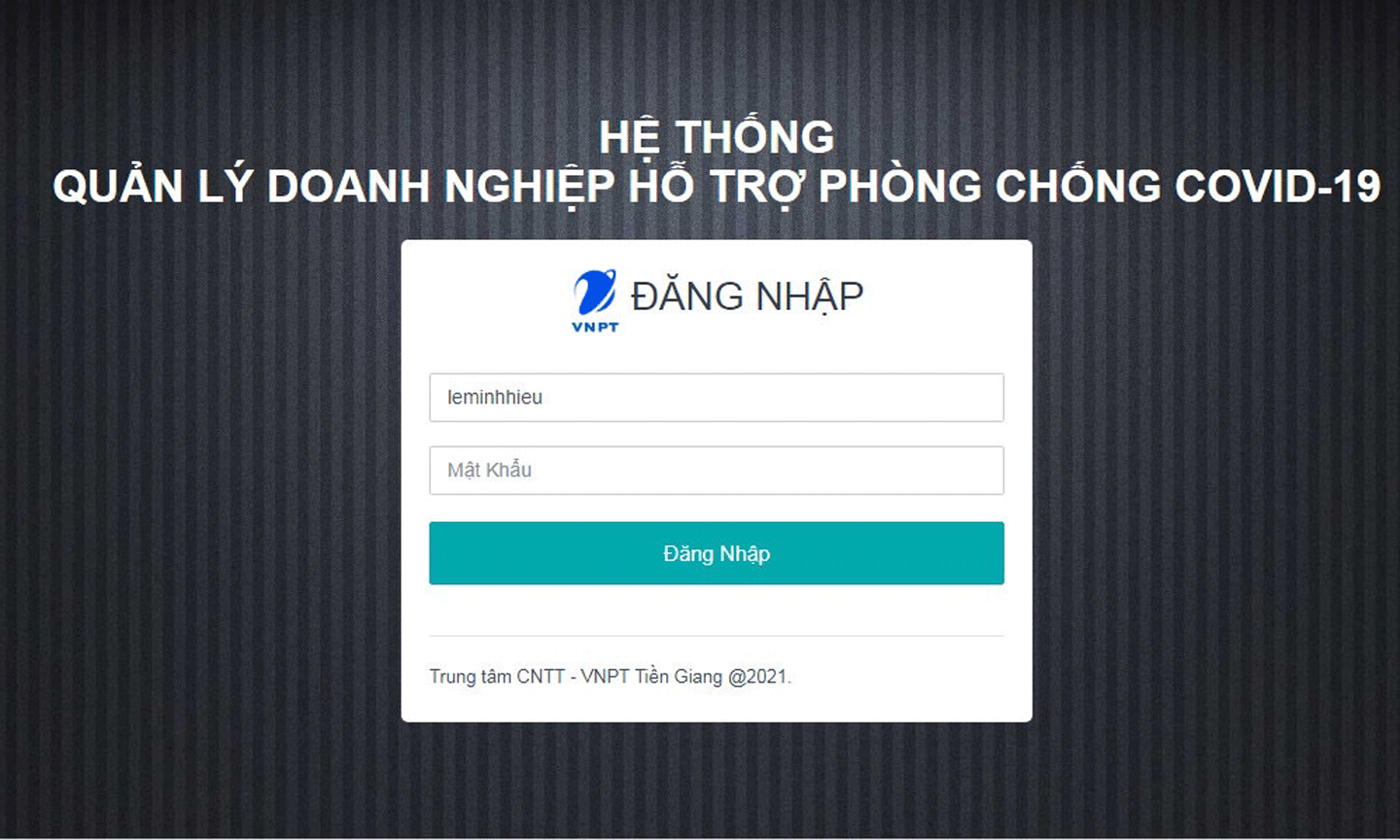Giao diện phần mềm Quản lý doanh nghiệp hỗ trợ phòng, chống covid-19