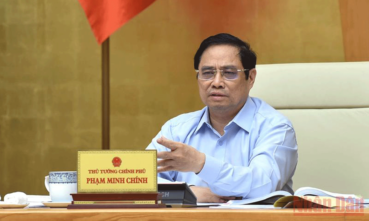 Thủ tướng Phạm Minh Chính chủ trì cuộc họp. Ảnh: TRẦN HẢI