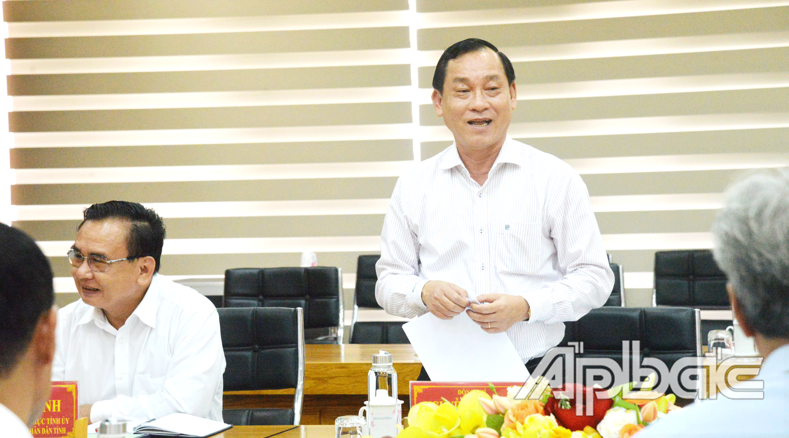 Đồng chí Nguyễn Văn Vĩnh, Phó Bí thư Tỉnh ủy, Chủ tịch UBND tỉnh phát biểu về chương trình làm việc của đoàn kiểm tra đối với lãnh đạo Ban cán sự Đảng UBND tỉnh