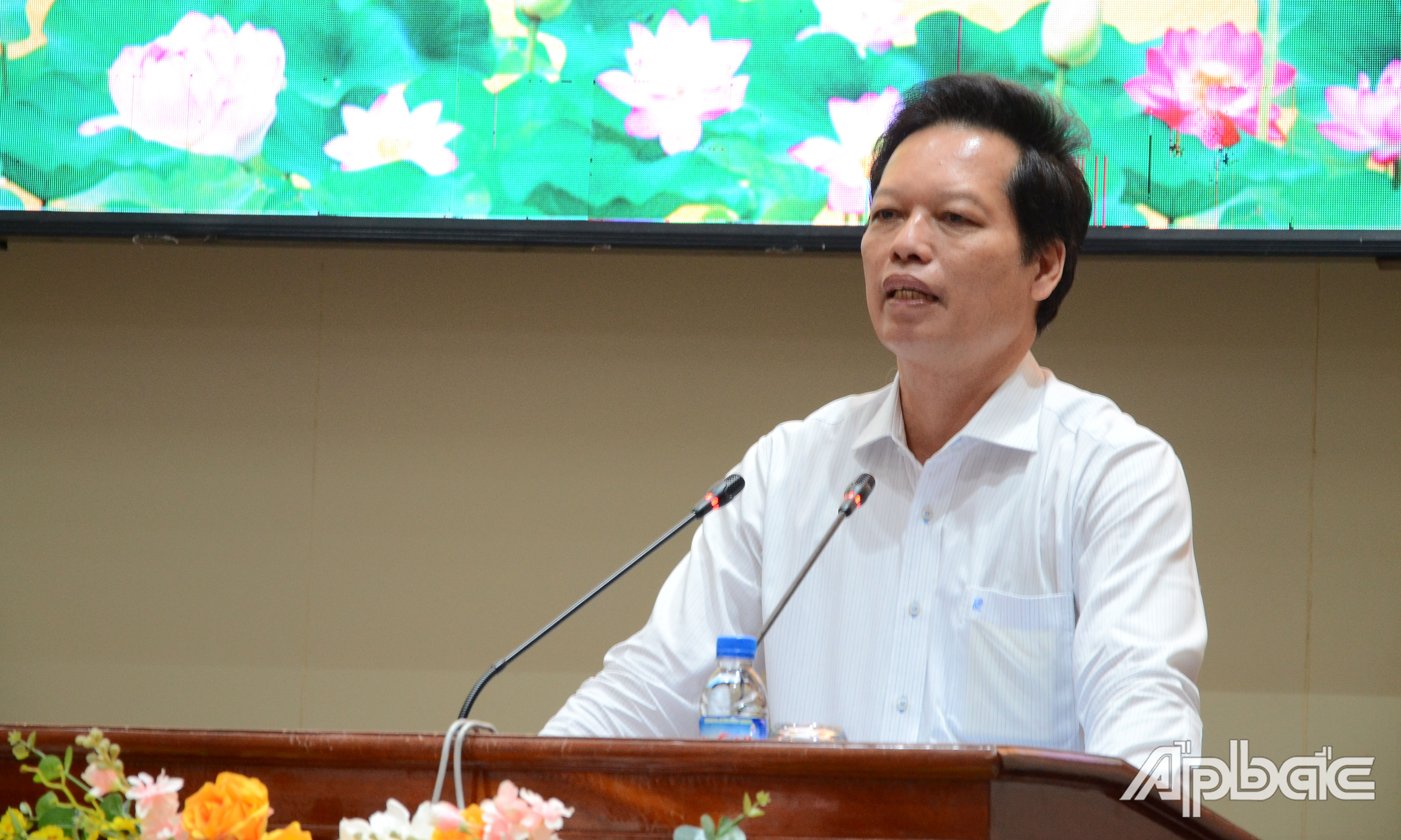 Đồng chí Nguyễn Thành Diệu phát biểu tại hội nghị.