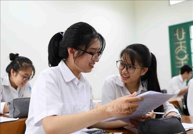 Thí sinh dự thi tốt nghiệp trung học phổ thông năm 2022. (Ảnh: TTXVN).