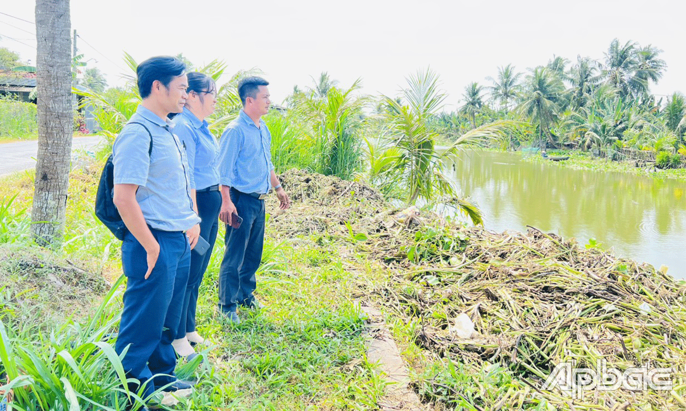 Đoàn kiểm tra tuyến kênh Bình Phan.