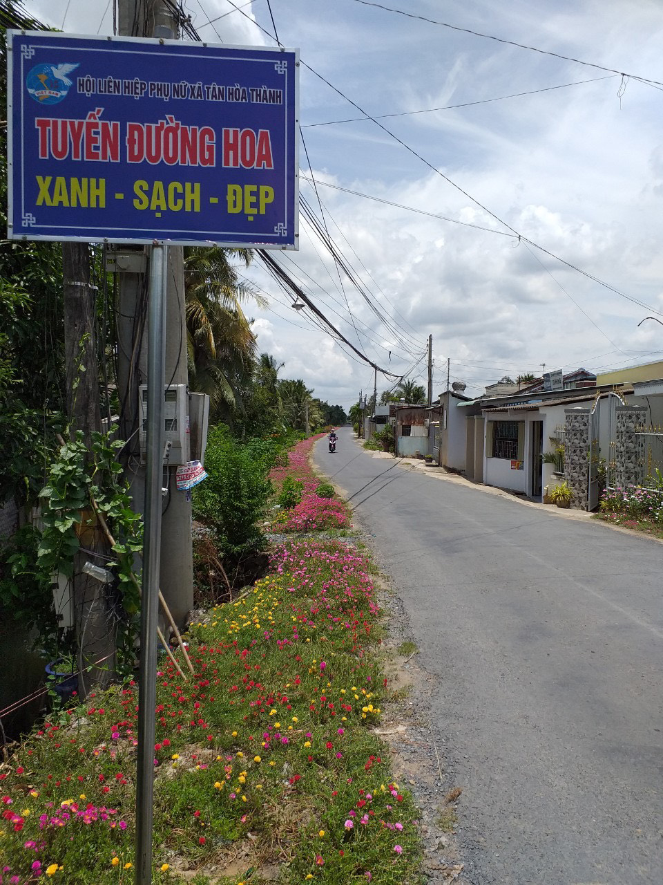 Tuyến đường hoa xanh – sạch – đẹp do Hội LHPN xã Tân Hòa Thành tổ chức thực hiện đã góp phần xây dựng NTM ở địa phương.