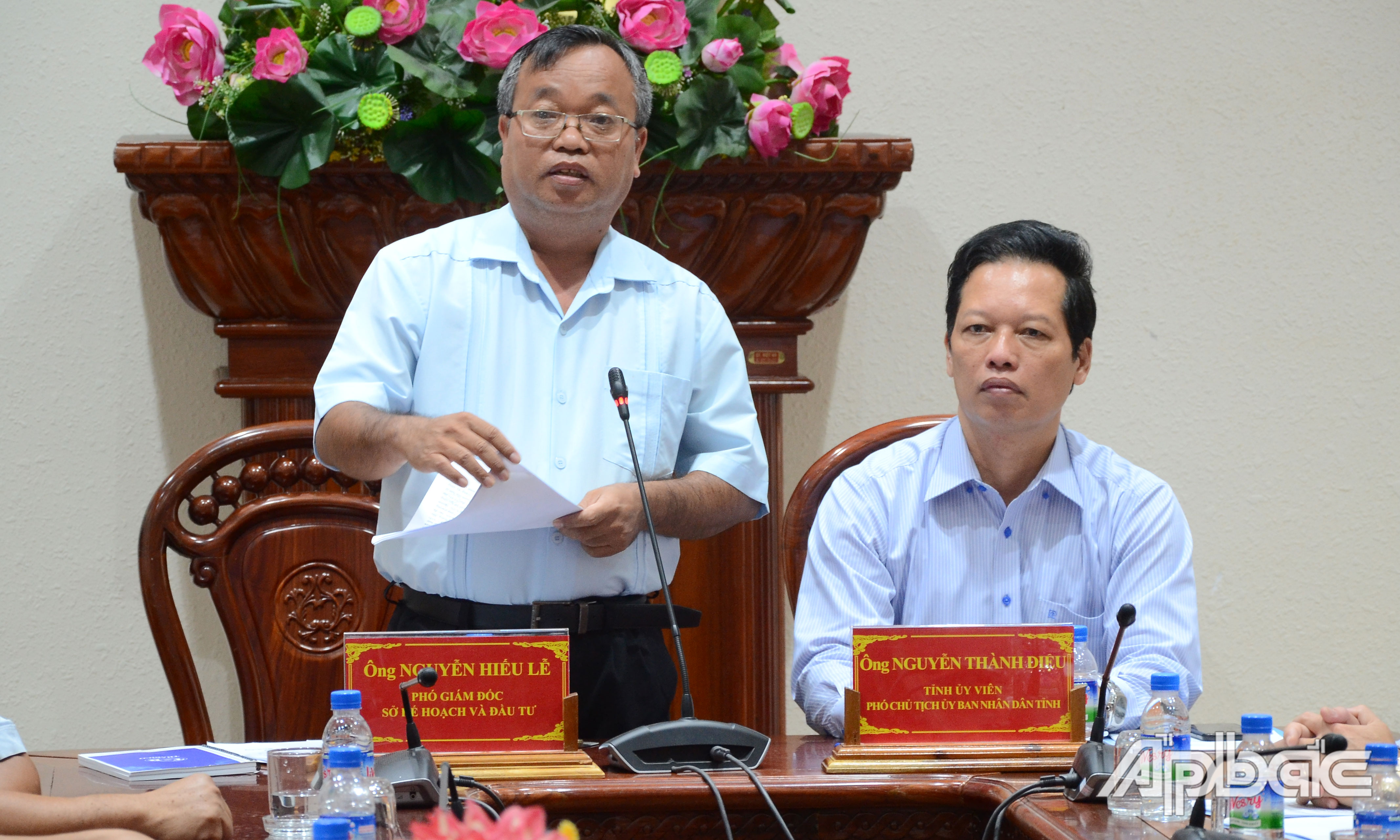 Phó Giám đốc Sở KH&ĐT tỉnh Nguyễn Hiếu Lễ phát biểu tại buổi làm việc.