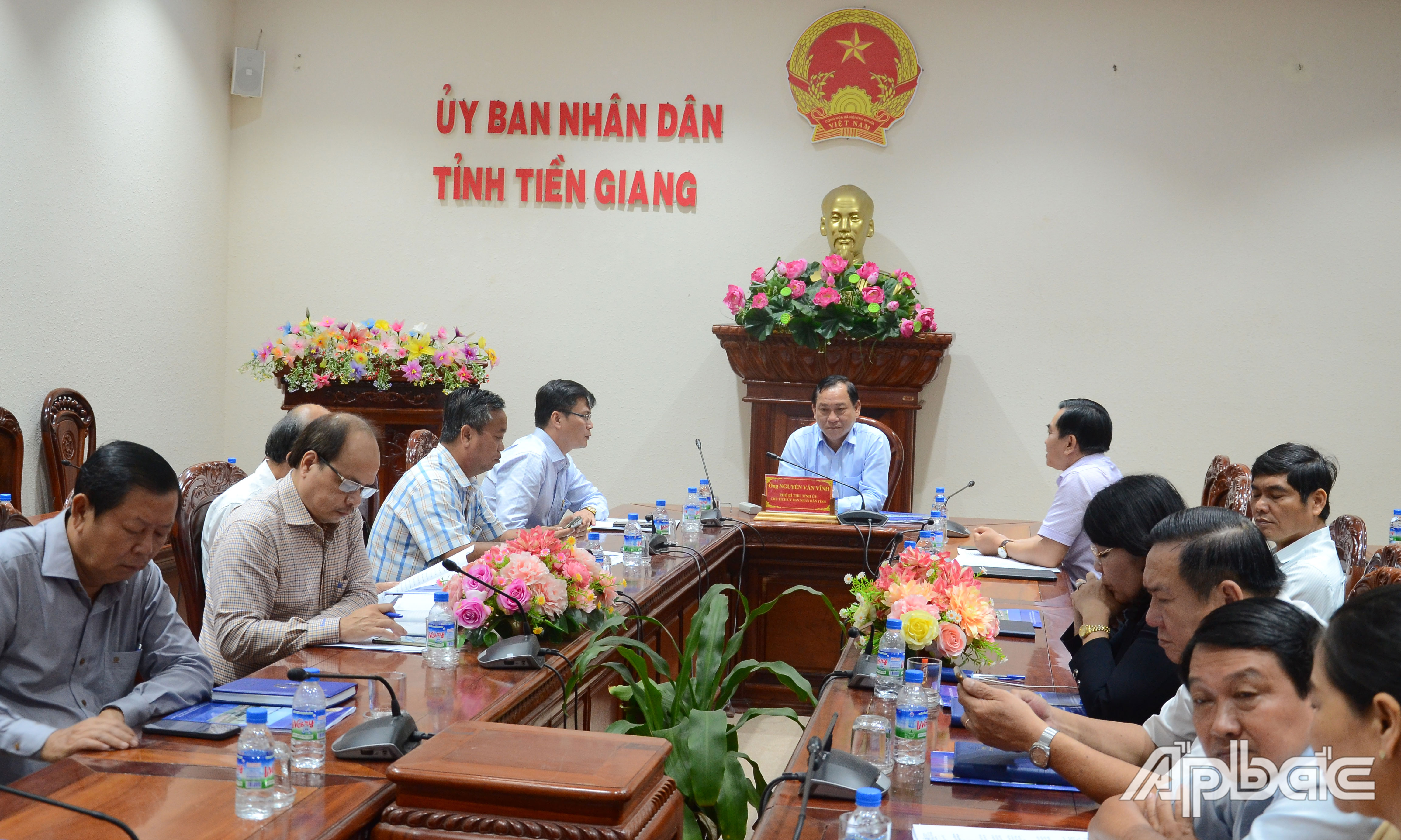 Quang cảnh hội nghị tại điểm cầu Tiền Giang.