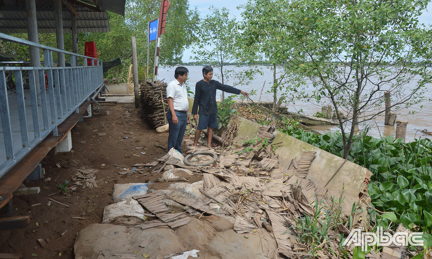 Sạt lở nghiêm trọng tại phía bờ Nam cù lao Tân Phong.