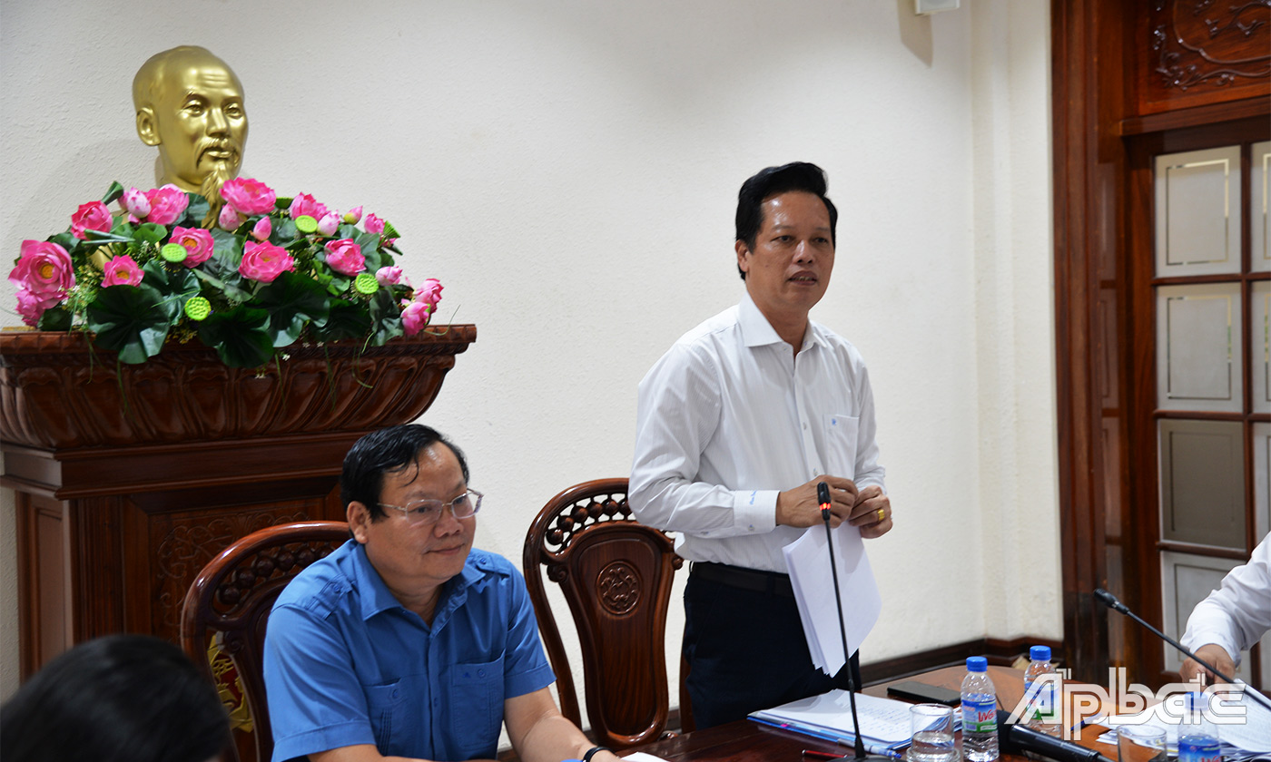 Đồng chí Nguyễn Thành Diệu phát biểu tại buổi làm việc