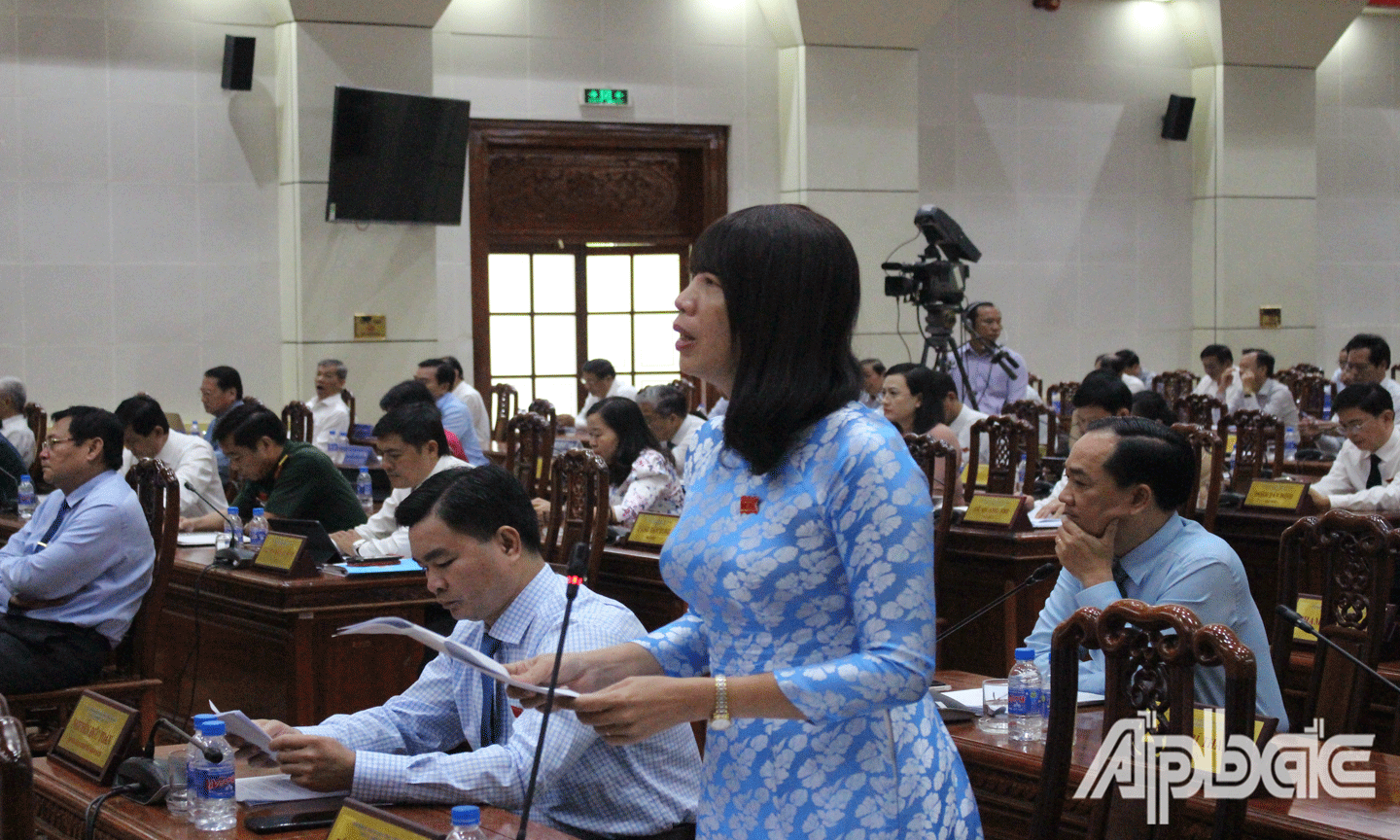 Đại biểu Lê Thị Bé Phượng chất vấn. 