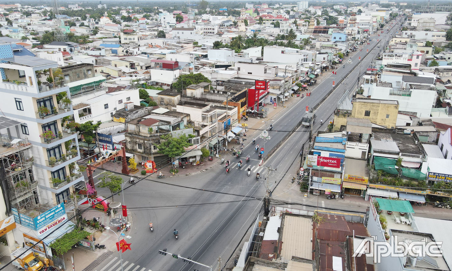 Một góc TX. Cai Lậy nhìn từ trên cao.