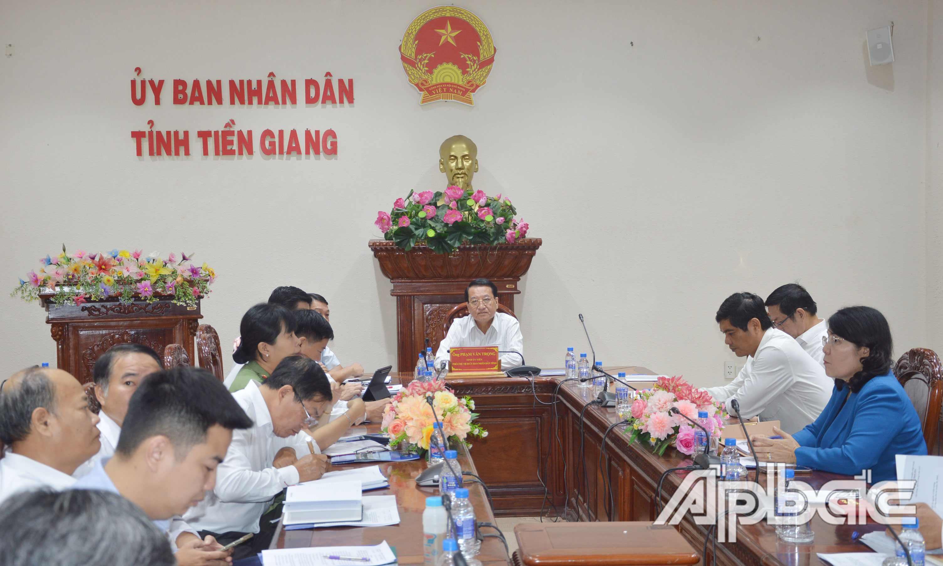 Quang cảnh hội nghị tại điểm cầu Tiền Giang.