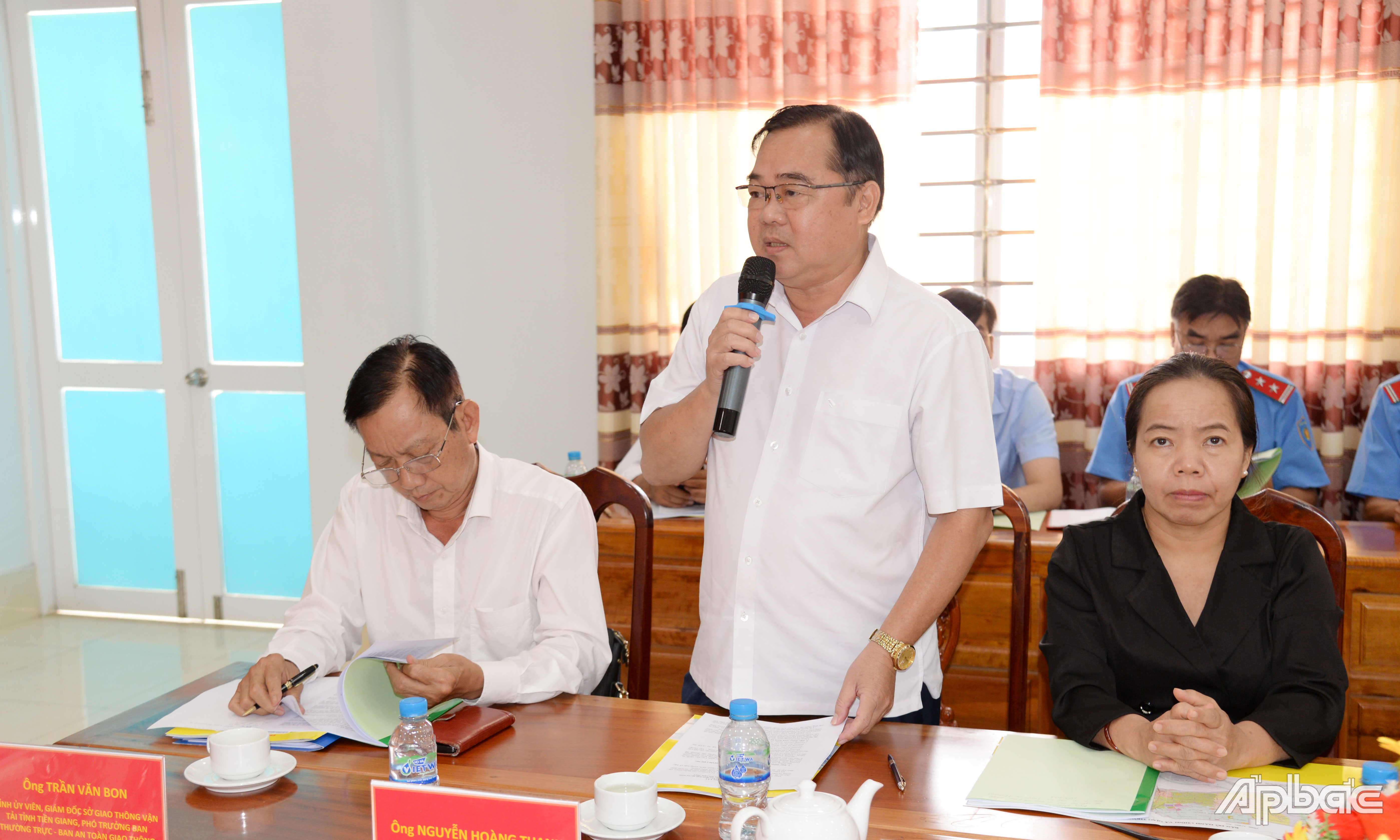 Phó Giám đốc Sở GTVT Nguyễn Hoàng Thanh báo cáo kết quả đảm bảo TTATGT.