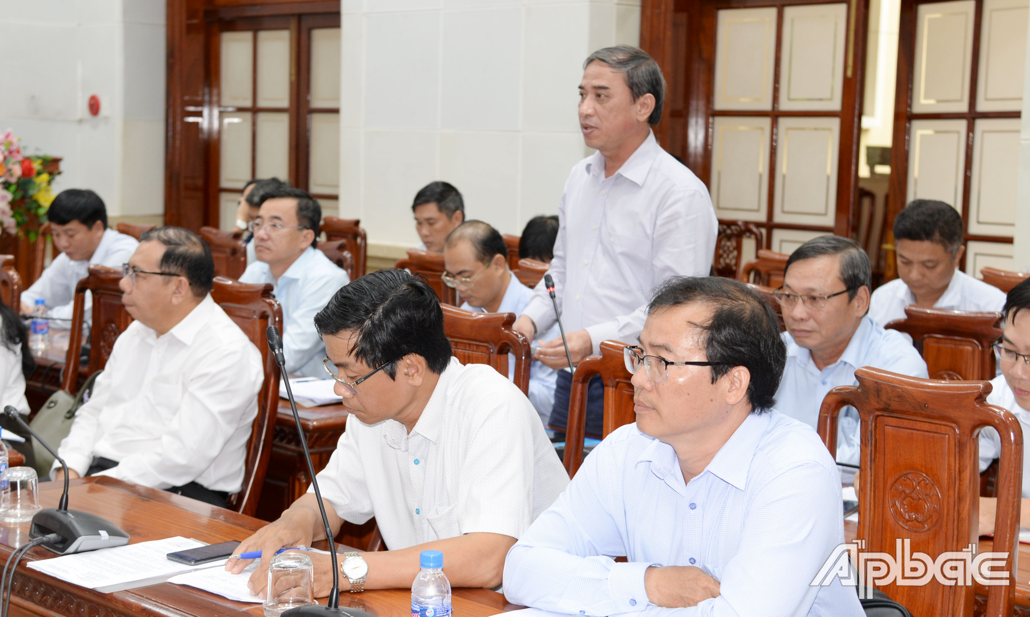 Phó Chủ tịch UBND TP. Mỹ Tho Nguyễn Hữu Đức phát biểu tại hội nghị.                     