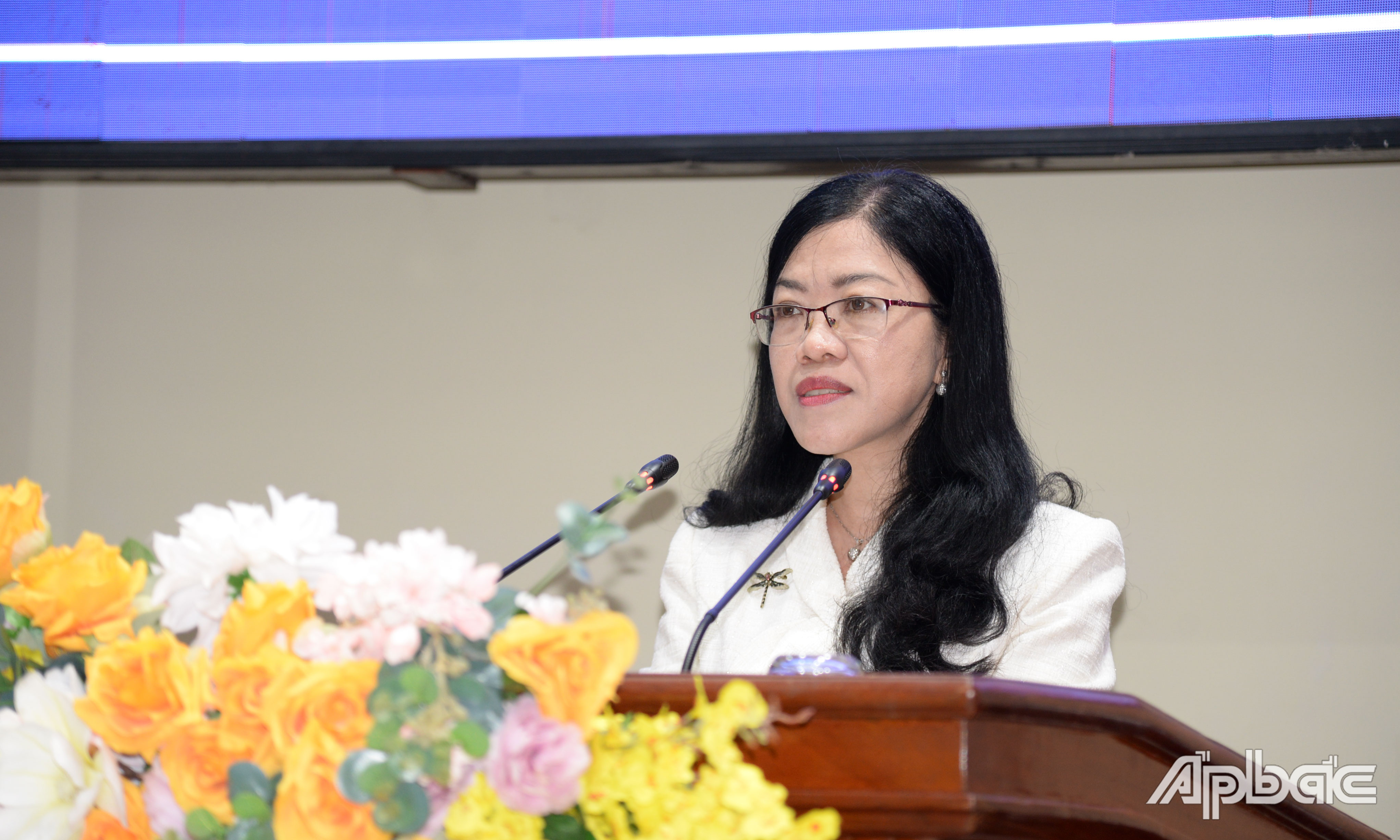 Đồng chí Nguyễn Kim Tuyến phát biểu tại hội nghị.
