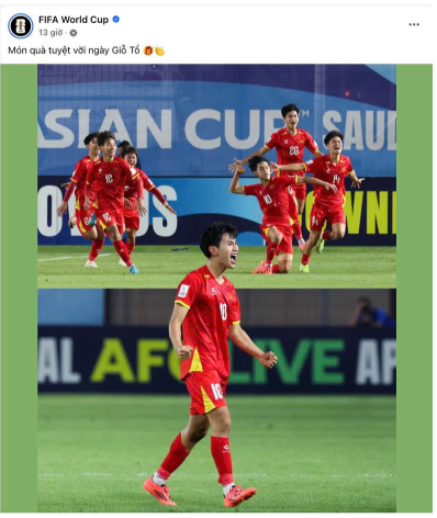 FIFA đăng dòng trạng thái chúc mừng U17 Việt Nam (Ảnh: FIFA World Cup)