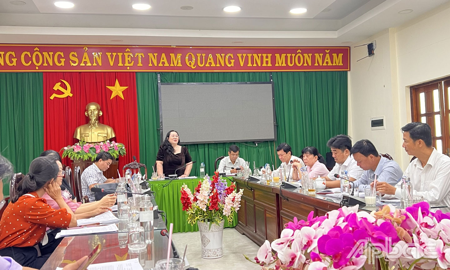 Đồng chí Nguyễn Thị Tuyết Vân phát biểu tại buổi làm việc.
