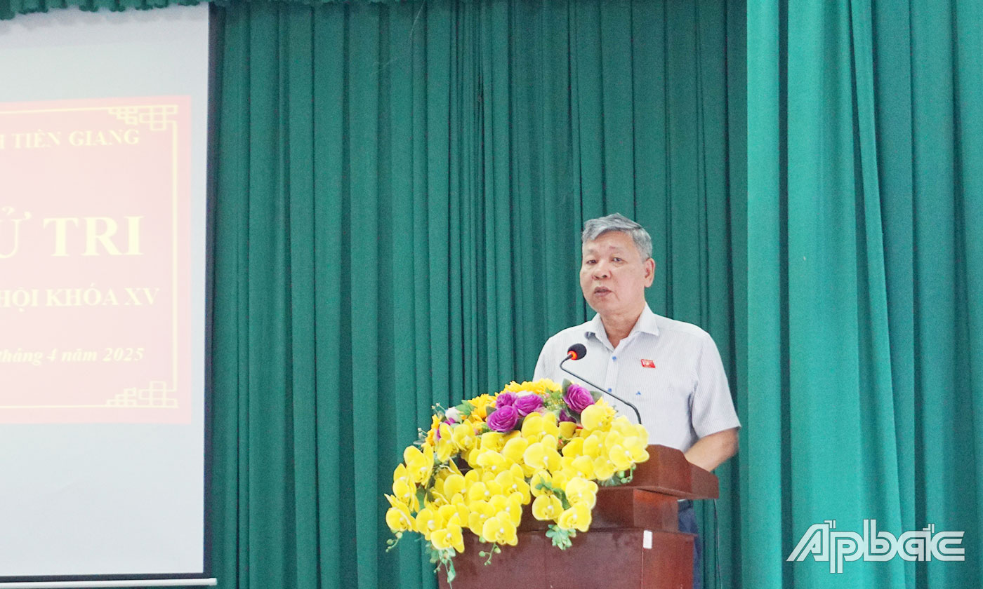Đại biểu Nguyễn Hoàng Mai phát biểu tại buổi tiếp xúc 