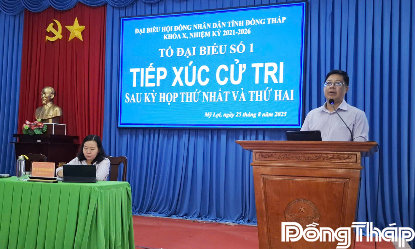 Phó Chủ tịch HĐND tỉnh Đồng Tháp Trần Thanh Nguyên tiếp xúc cử tri