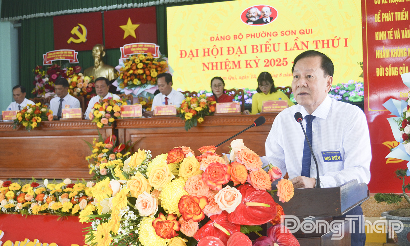 Đồng chí Phan Văn Hợp, Ủy viên Ban Thường vụ Tỉnh ủy, Chủ nhiệm Ủy ban Kiểm tra Tỉnh ủy phát biểu chỉ đạo tại Đại hội.