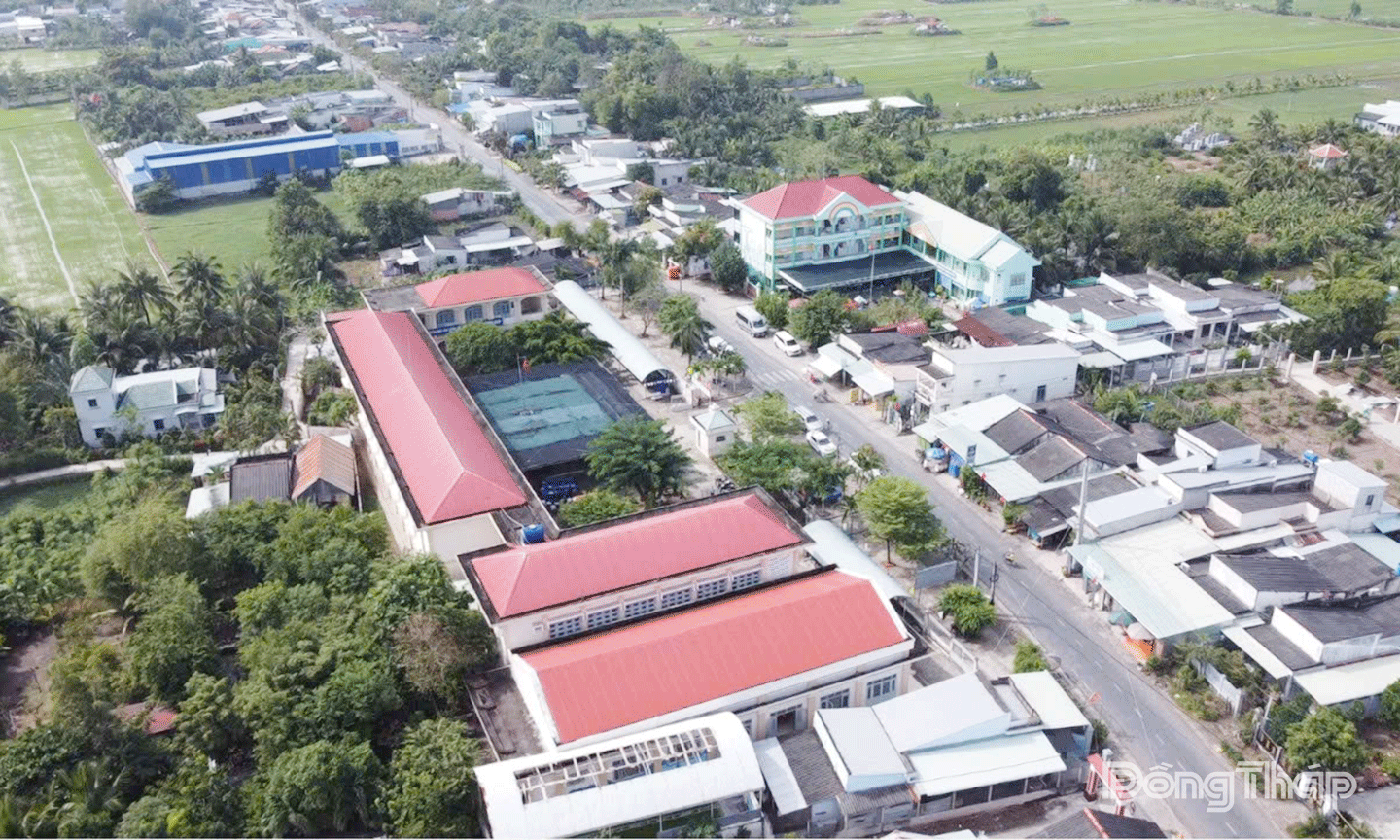Xã Tân Điền nhìn từ trên cao (ảnh: THÙY TRANG)