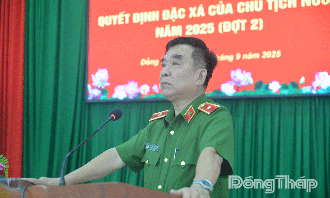 Thiếu tướng Nguyễn Việt Hùng, Phó Cục trưởng Cục C10 phát biểu tại Lễ công bố.
