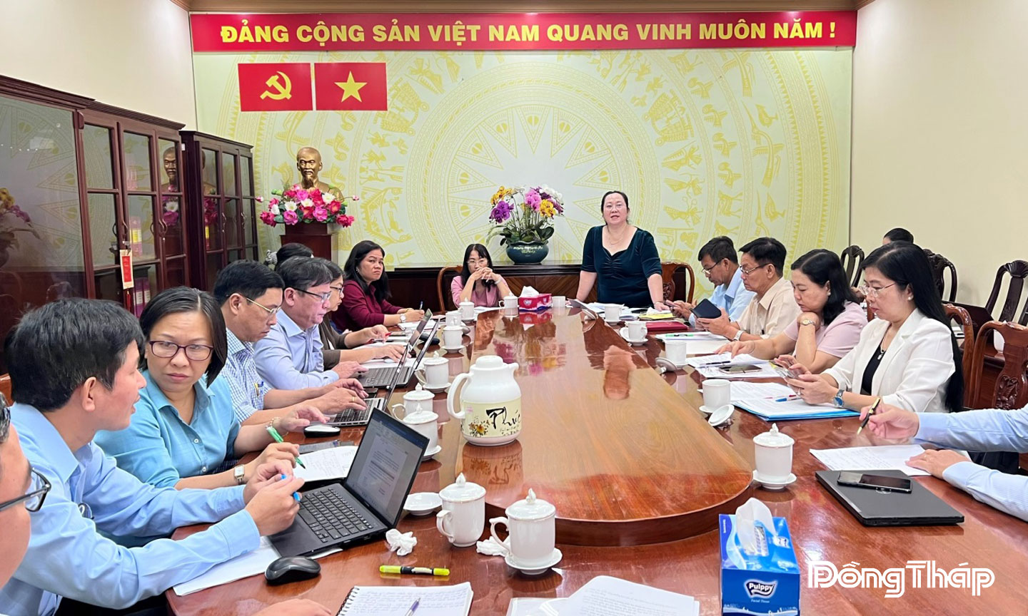 Quang cảnh làm việc với Sở Y tế và Sở Giáo dục và Đào tạo.