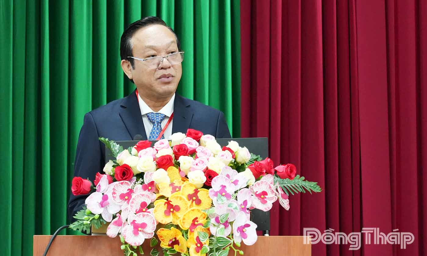 Giám đốc Sở Y tế tỉnh Đồng Tháp Nguyễn Văn Dương phát biểu tại Hội nghị.