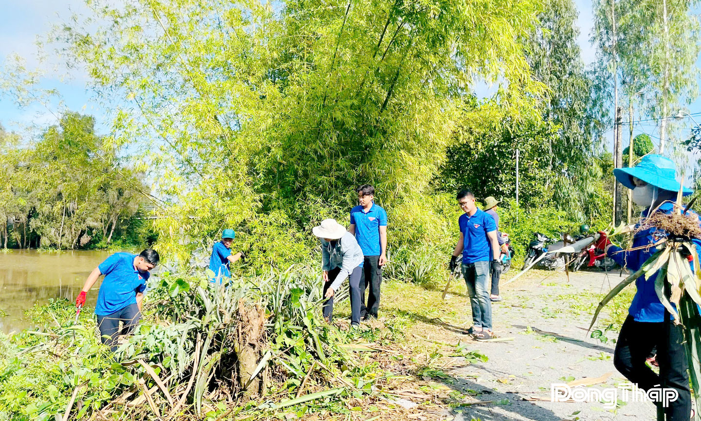 Hoạt động  ra quân  phát quang,  vệ sinh  môi trường,  trồng cây xanh  được cán bộ,  đảng viên,  người dân  xã Trường Xuân hưởng ứng  tích cực.