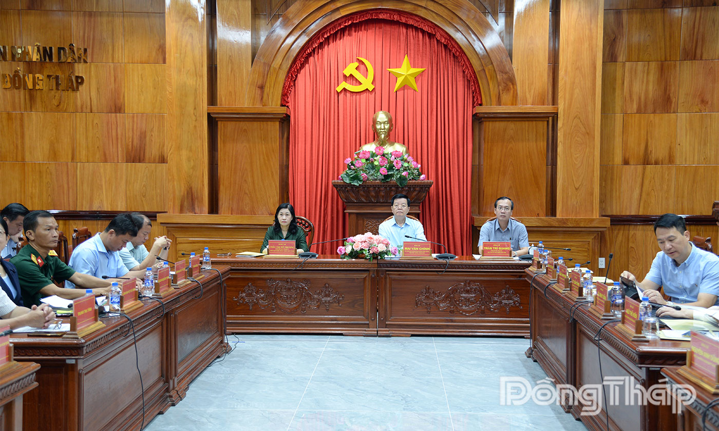 Quang cảnh hội nghị tại điểm cầu tỉnh Đồng Tháp.