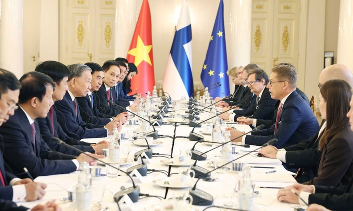 At the talks between General Secretary of the Communist Party of Viet Nam (CPV) Central Committee To Lam and Finnish President Alexander Stubb. (Photo: VNA).