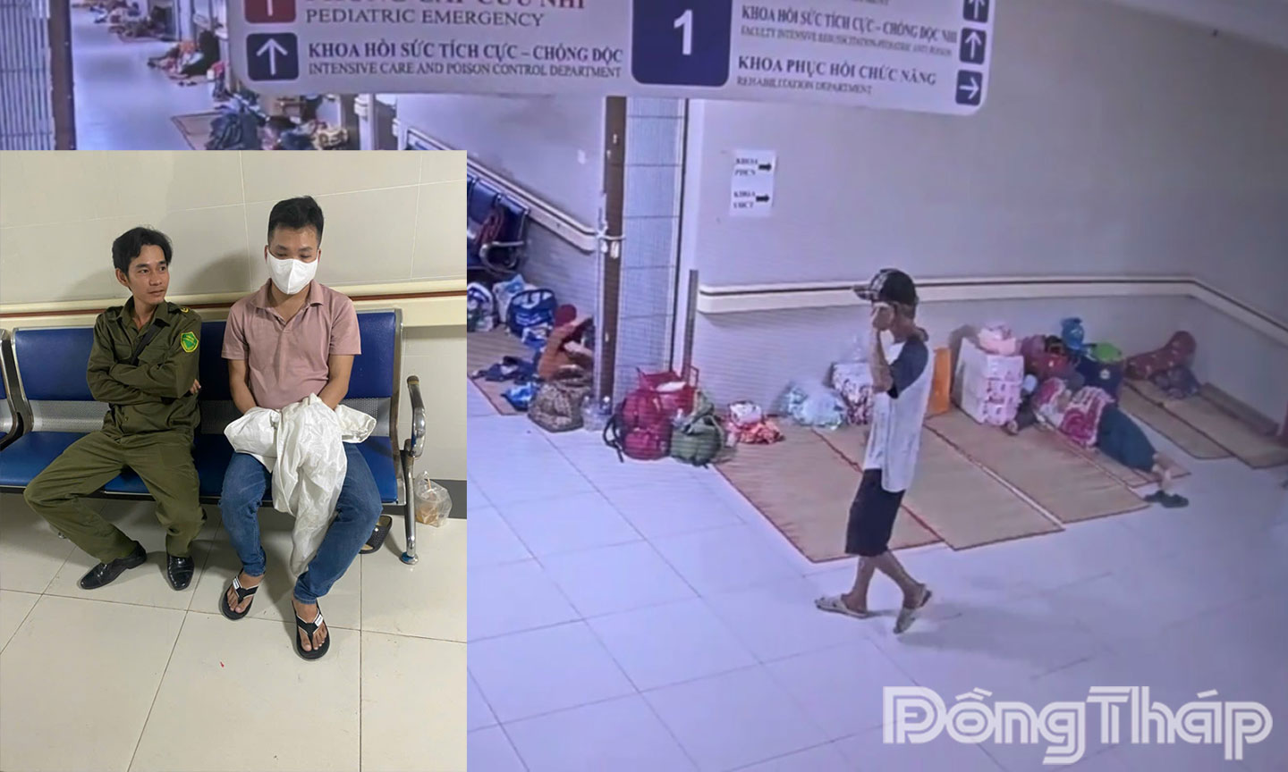 Đối tượng Tuấn và hiện trường trộm cấp tại bệnh viện.