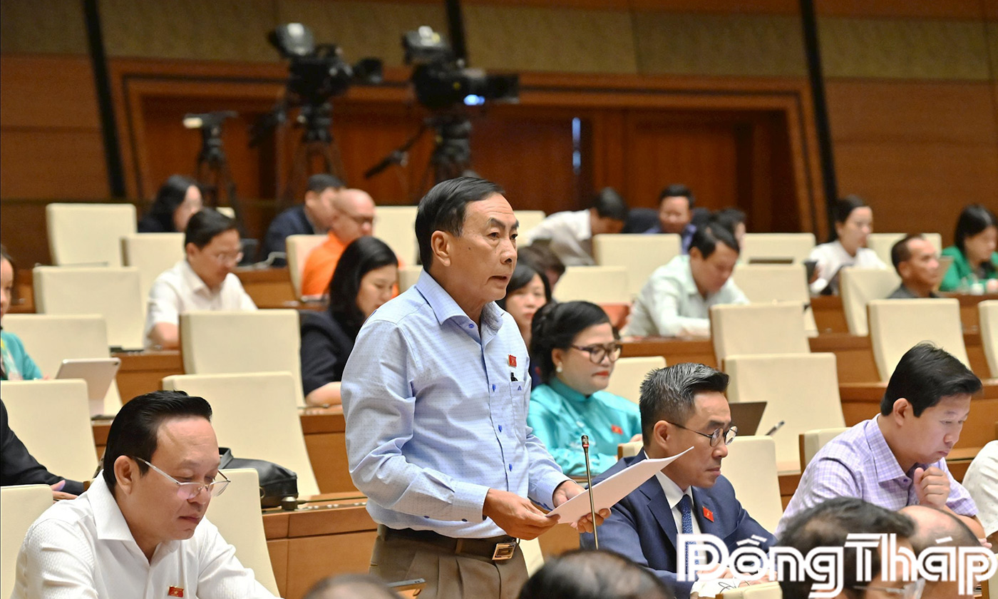 Đại biểu Phạm Văn Hòa, Đoàn đại biểu Quốc hội tỉnh Đồng Tháp phát biểu 